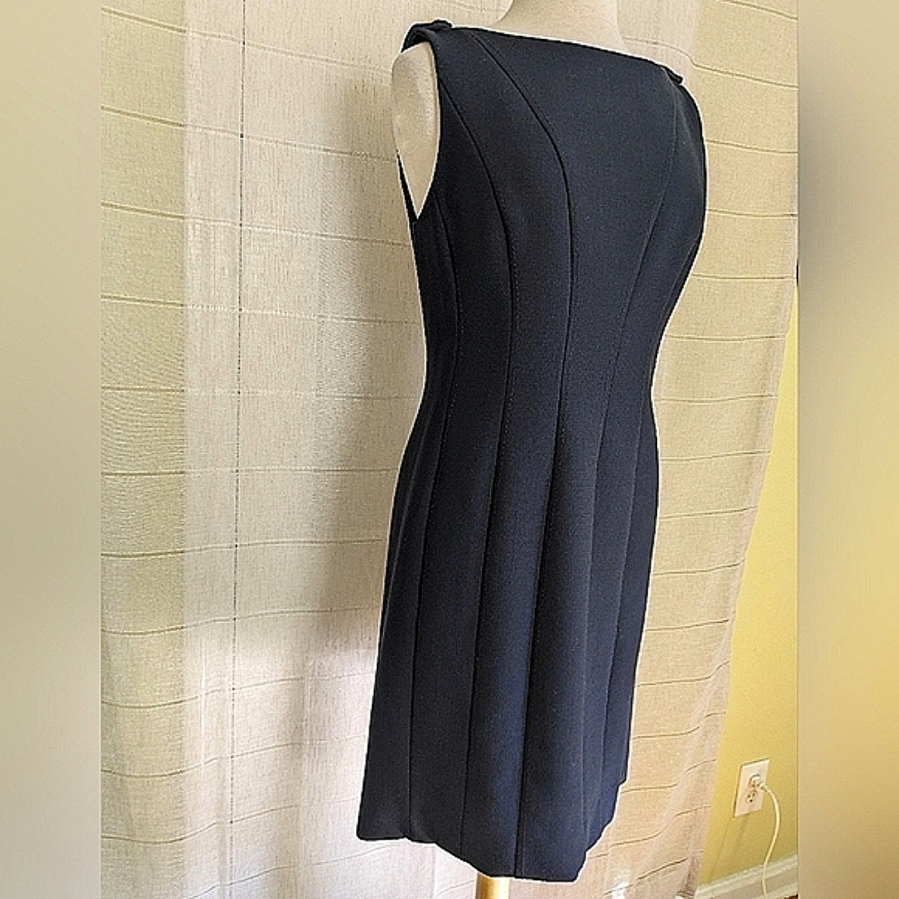 Tory Burch Wool Sleeveless Dress Gold Shoulder Buttons Sz 10 Navy Blue